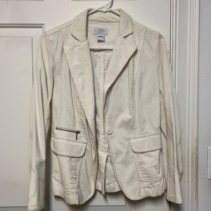 Ann Taylor Loft off-white sharp courdory blazer